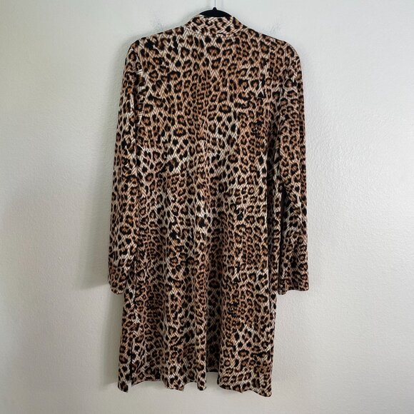 Susan Graver Womens Large Leopard Animal Print Open Front Cardigan Jacket - Picture 9 of 11